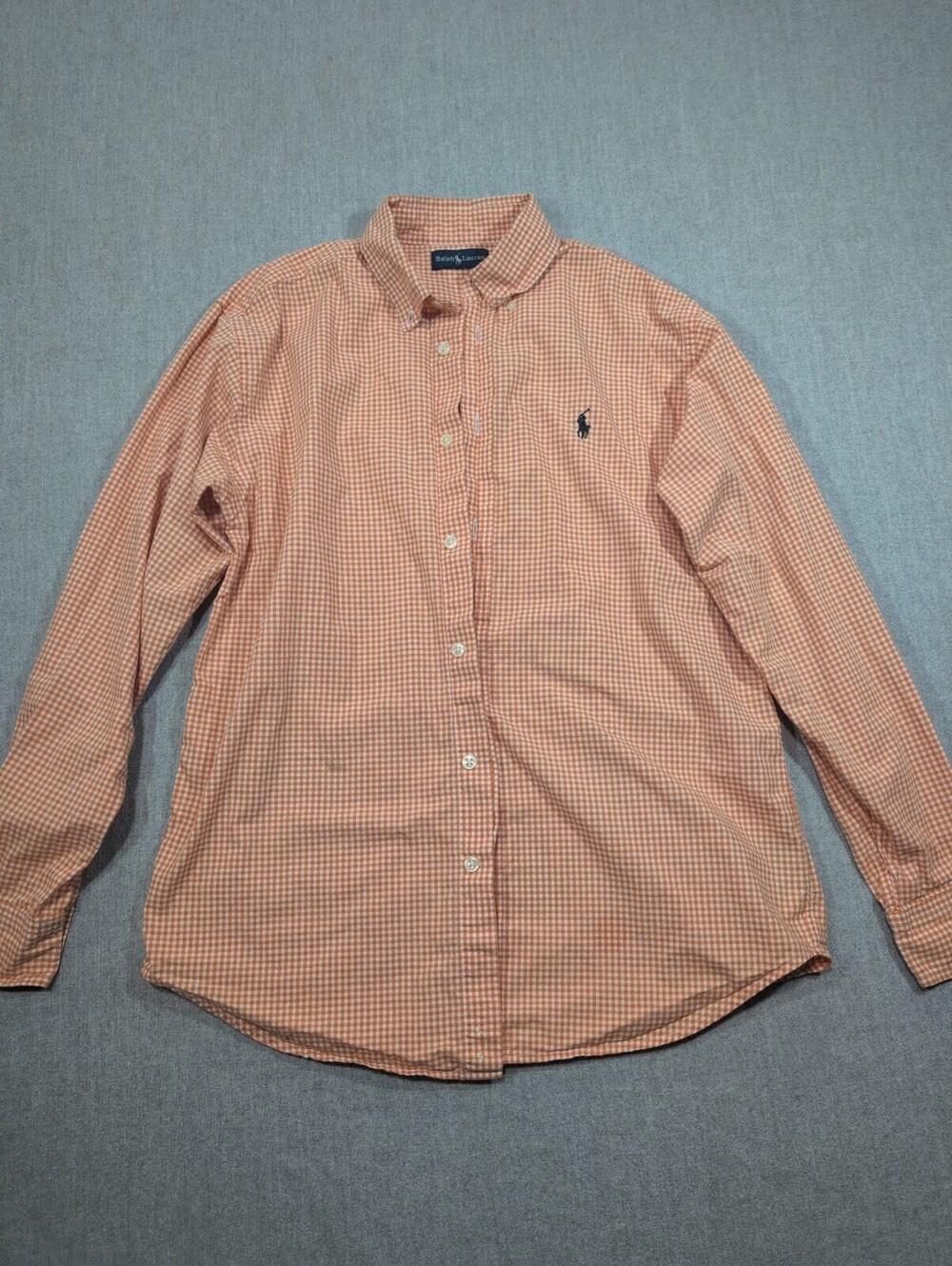 Ralph Lauren women's orange gingham button front shirt